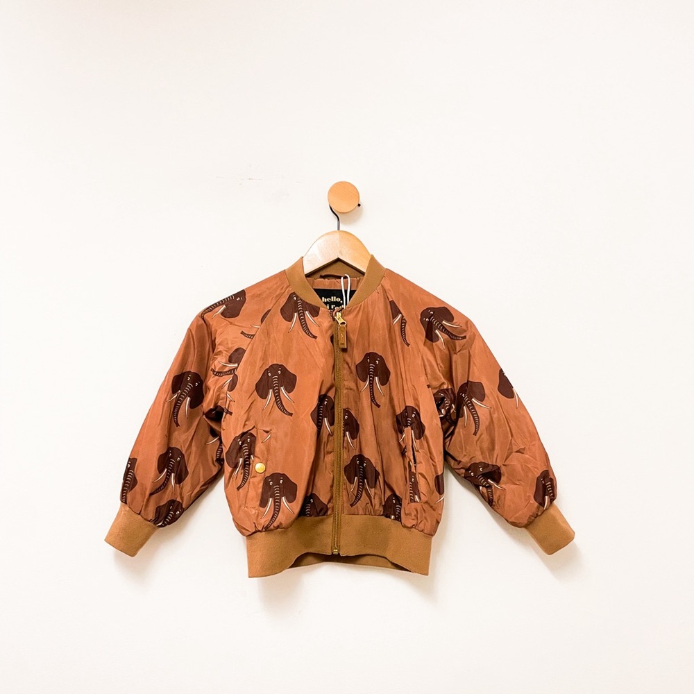Mini Rodini Brown Mammoth Elephant BomberJackets kids size 5-7